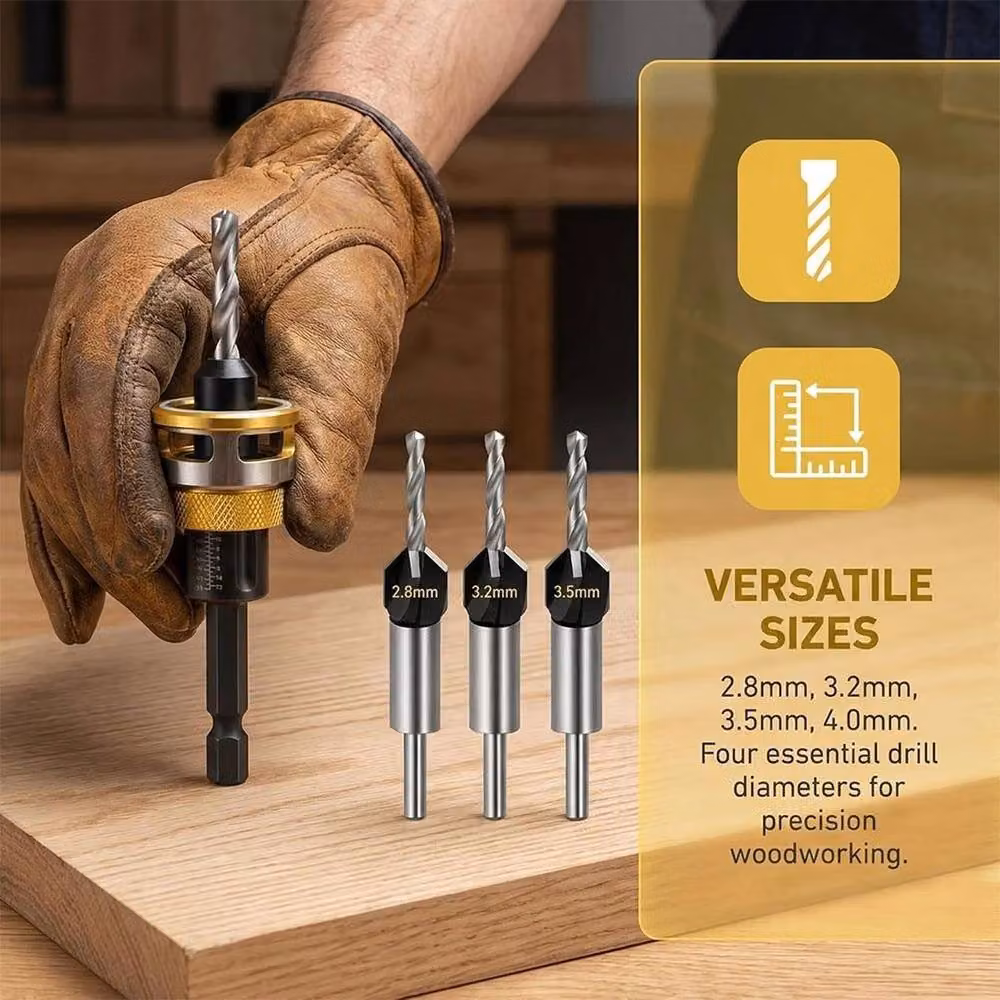 SPETLEK 6-Piece Quick Change Countersink Wood Drill Bit Set in Silver – 4