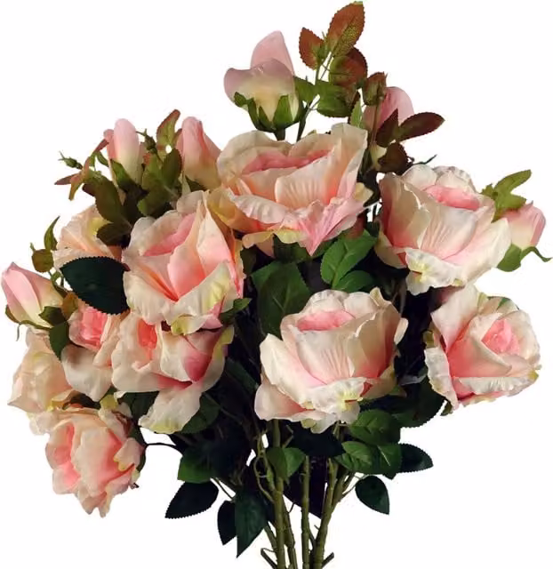Pegdev Pack of 6 Artificial Rose Stems in Pink, Yellow and White for Wedding Floral Arrangements, Height: 80 cm
