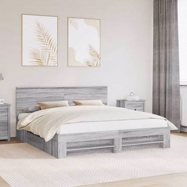 Berkfield Home Grey Sonoma Bed Frame in Engineered Wood W/D/H: 180 x 200 cm – 1