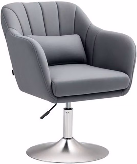 NESTLUNE Retro Swivel Tub Chair with Metal Frame in Grey – 1