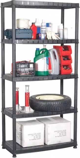 Berkfield Home 5-Tier Plastic Storage Shelf in Black, W/D/H: 85 x 40 x 185 cm