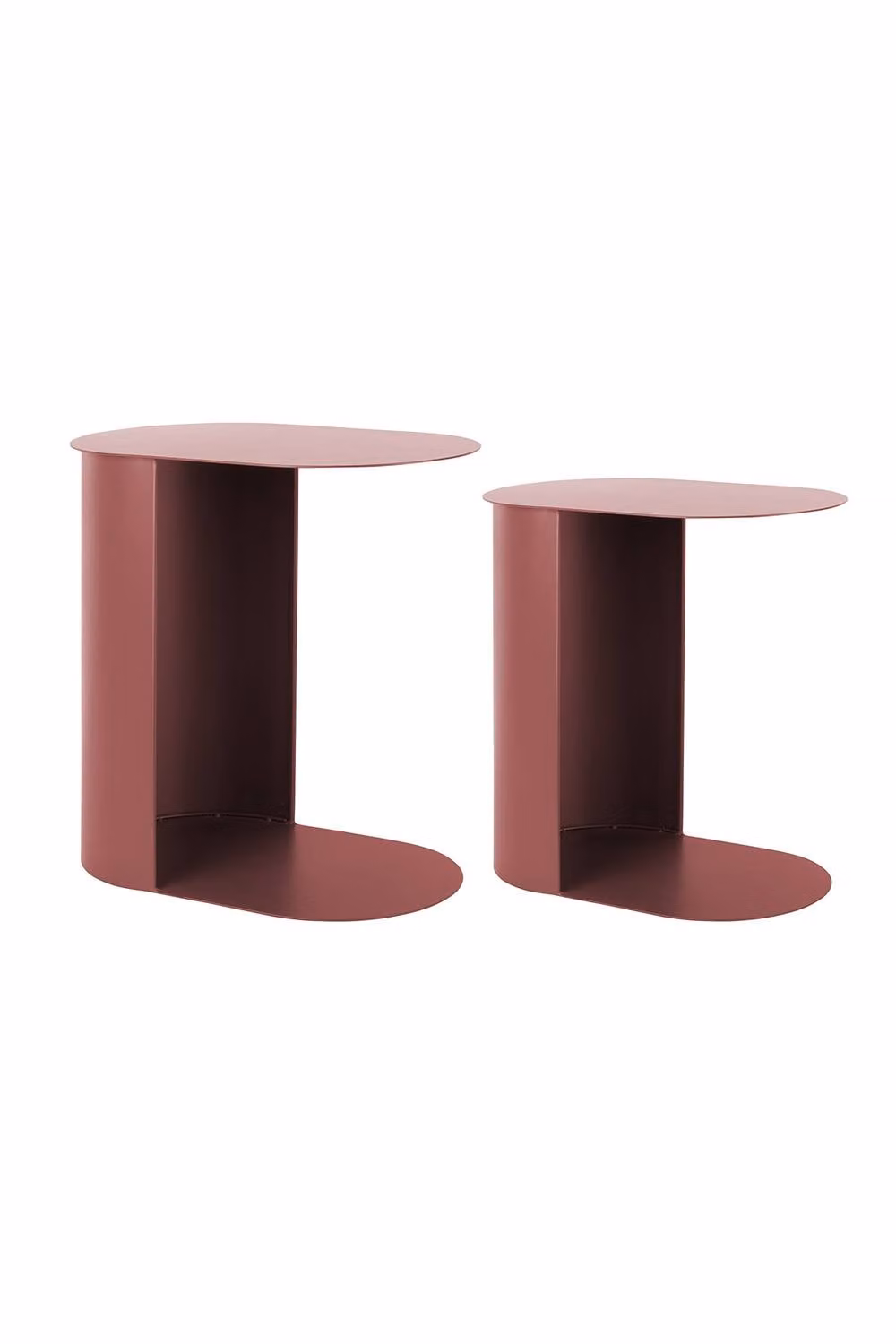 PRESENT TIME Leitmotiv Riqueza Oval Side Table Set in Burgundy Red – 3