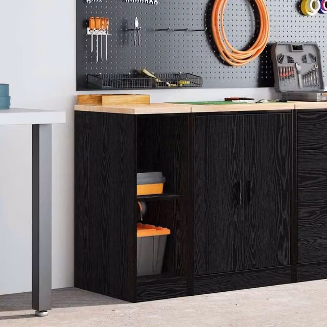 Berkfield Home Durable Garage Storage Cabinet in Black, Solid Pine and MDF, W/D/H: 30 x 51 x 85 cm – 1