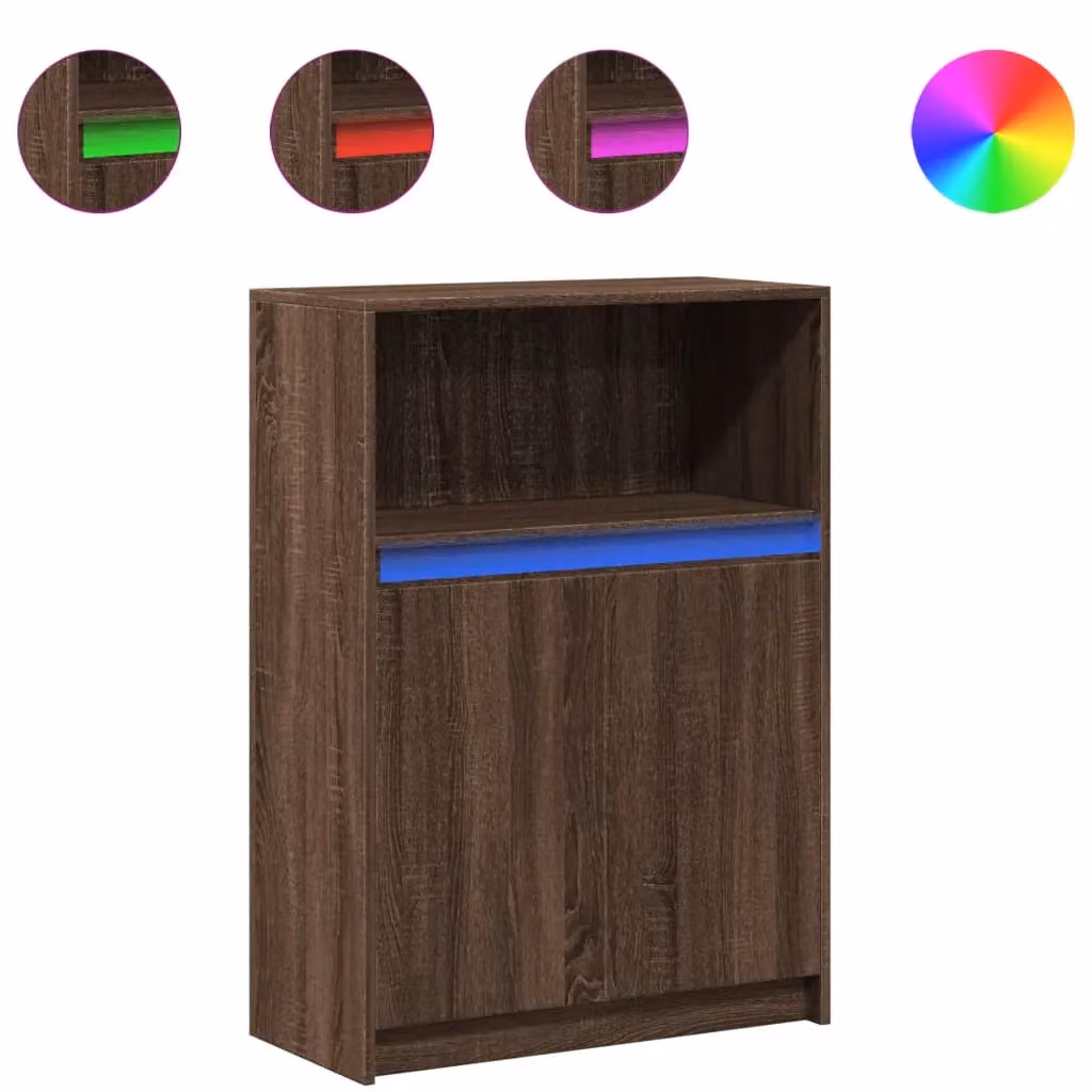 Berkfield Home Modern Sideboard in Brown Oak with Integrated LED Lighting, W/D/H: 72 x 34 x 100 cm – 2