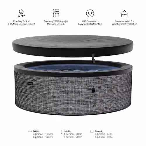 Wave Tahoe 4 Person Eco Foam Hot Tub in Flint Grey with Integrated Heater and WiFi App Control – 5
