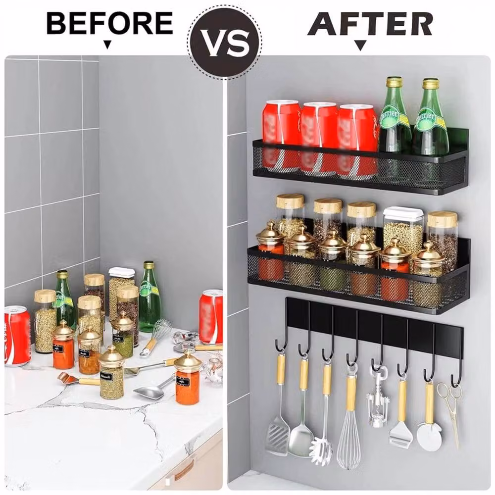 Kelvenix 3-Piece Magnetic Spice Rack for Refrigerator, Black – 5