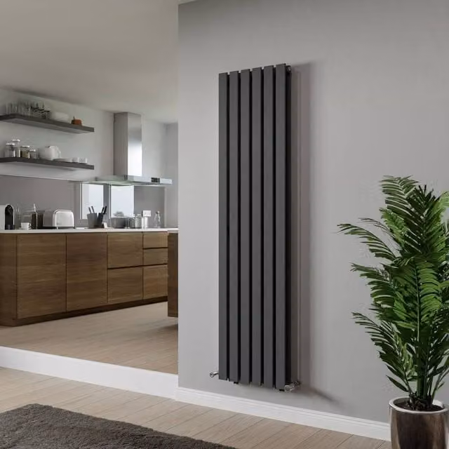 Bathroom Kingdom Vega Anthracite Double Flat Panel Vertical Radiator, Grey, H: 180 cm, W: 37.2 cm – 1