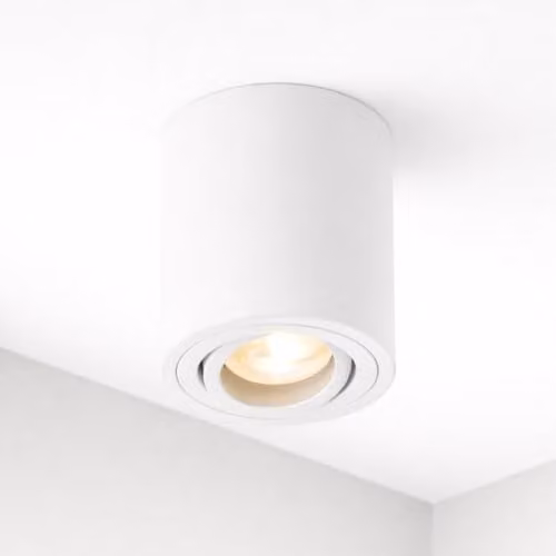 CGC Lighting Modern Round White Surface Mount Ceiling Spotlight with Adjustable Tilt and GU10 Bulb Compatibility
