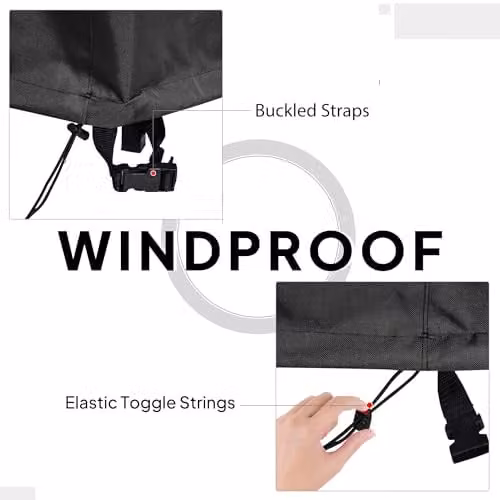 Outsunny Waterproof Round Garden Furniture Cover in Black, Diameter: 193 cm, Height: 80 cm – 5