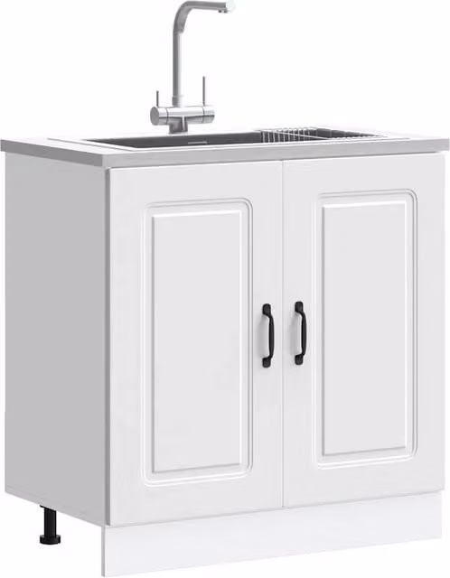 Berkfield Home Kalmar White Freestanding Kitchen Sink Base Cabinet W/D/H: 80 x 46 x 81.5 cm