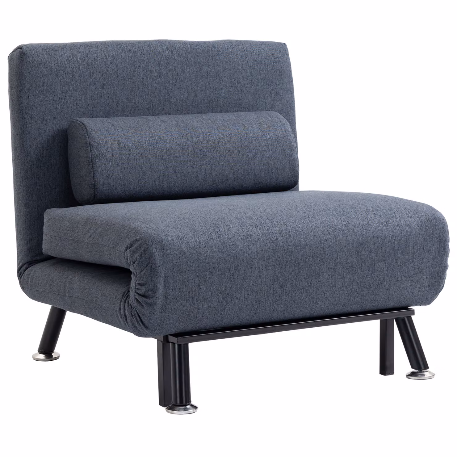 HOMCOM Single Sofa Bed Sleeper Chair in Dark Grey, Foldable Microfibre Fabric Guest Bed with Armrests and Click-Clack Function – 3