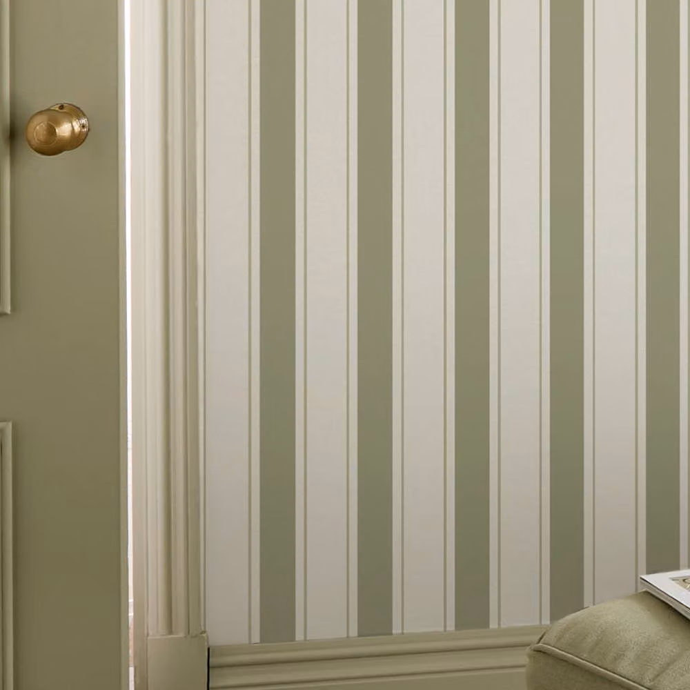 Sophie Allport Oundle Stripe Mossbank Green Wallpaper, Width: 52 cm – 2