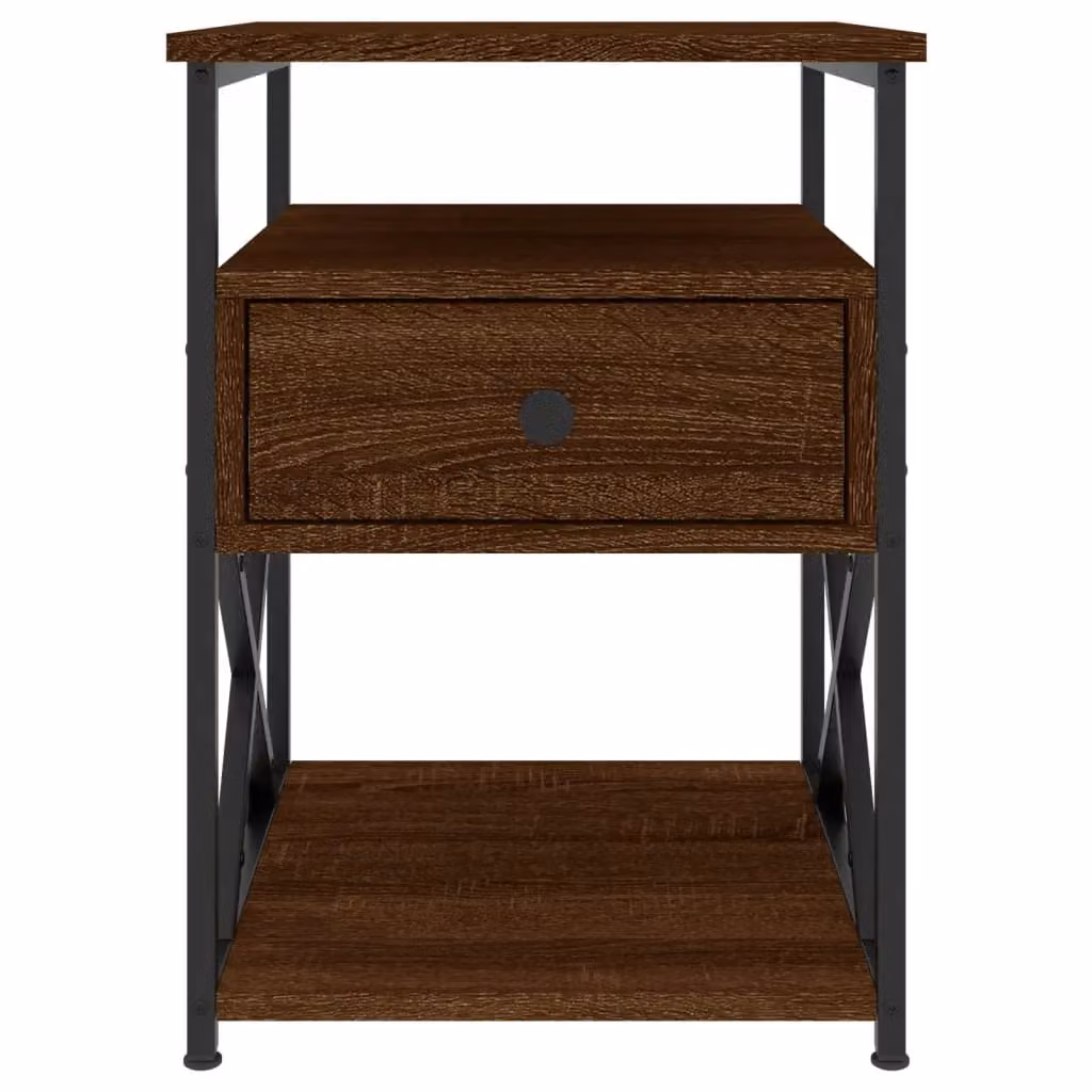 Berkfield Home Set of 2 Brown Oak Bedside Cabinets, W: 40 cm, D: 42 cm, H: 55 cm – 5