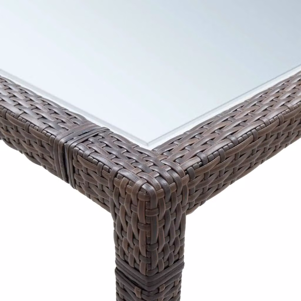 Berkfield Home Brown Poly Rattan Outdoor Dining Table with Glass Top, W: 200 cm, D: 150 cm, H: 74 cm – 2