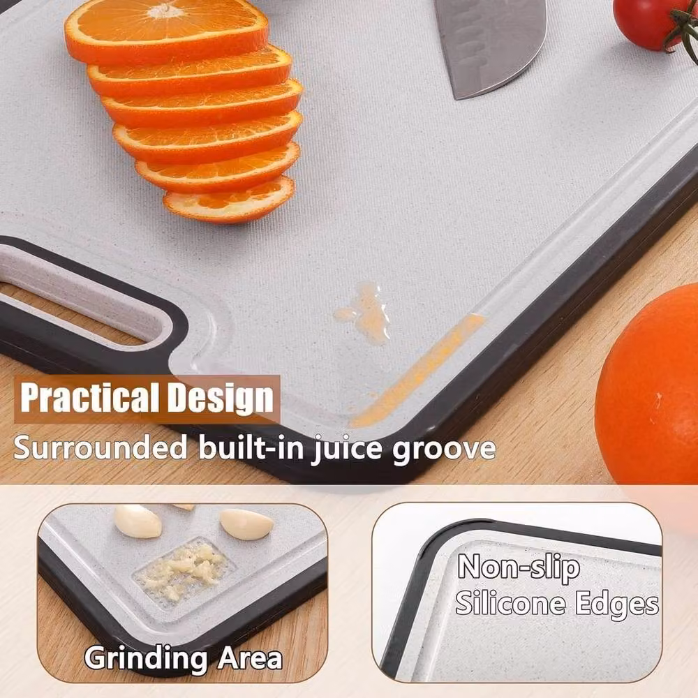 Kelvenix Reversible Double-Sided Stainless Steel and Plastic Cutting Board in White with Handle and Non-Slip Feet – 4