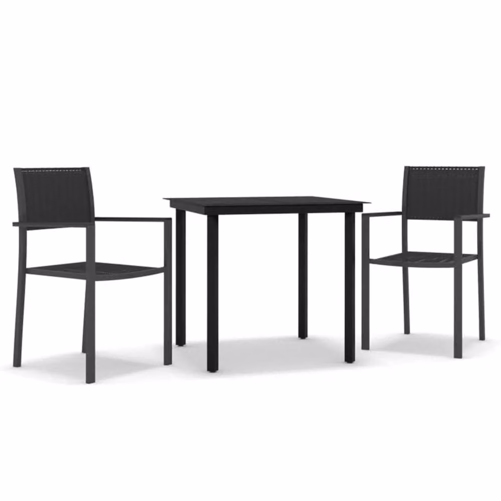 Berkfield Home 3 Piece Black Garden Dining Set – 2