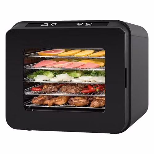 Spector 450W Electric Food Dehydrator with 6 Stainless Steel Trays, Digital Touch Control and Timer in Black and Silver – 4