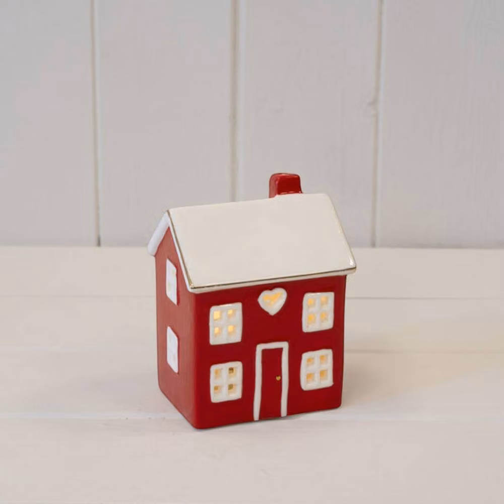 Four Candle Red Ceramic LED Heart House Tabletop Decoration – 2