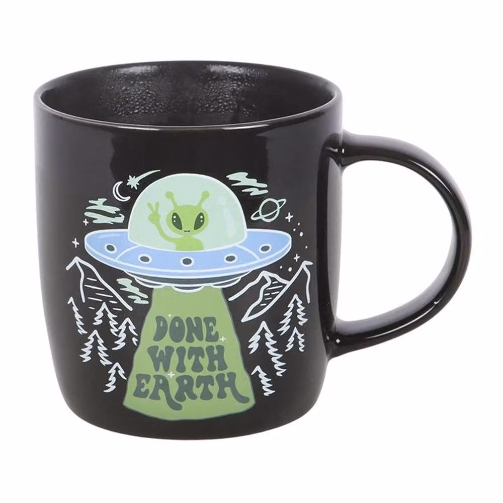 Uniqueful Heat Change UFO Ceramic Mug in Black, 1000ml – 4