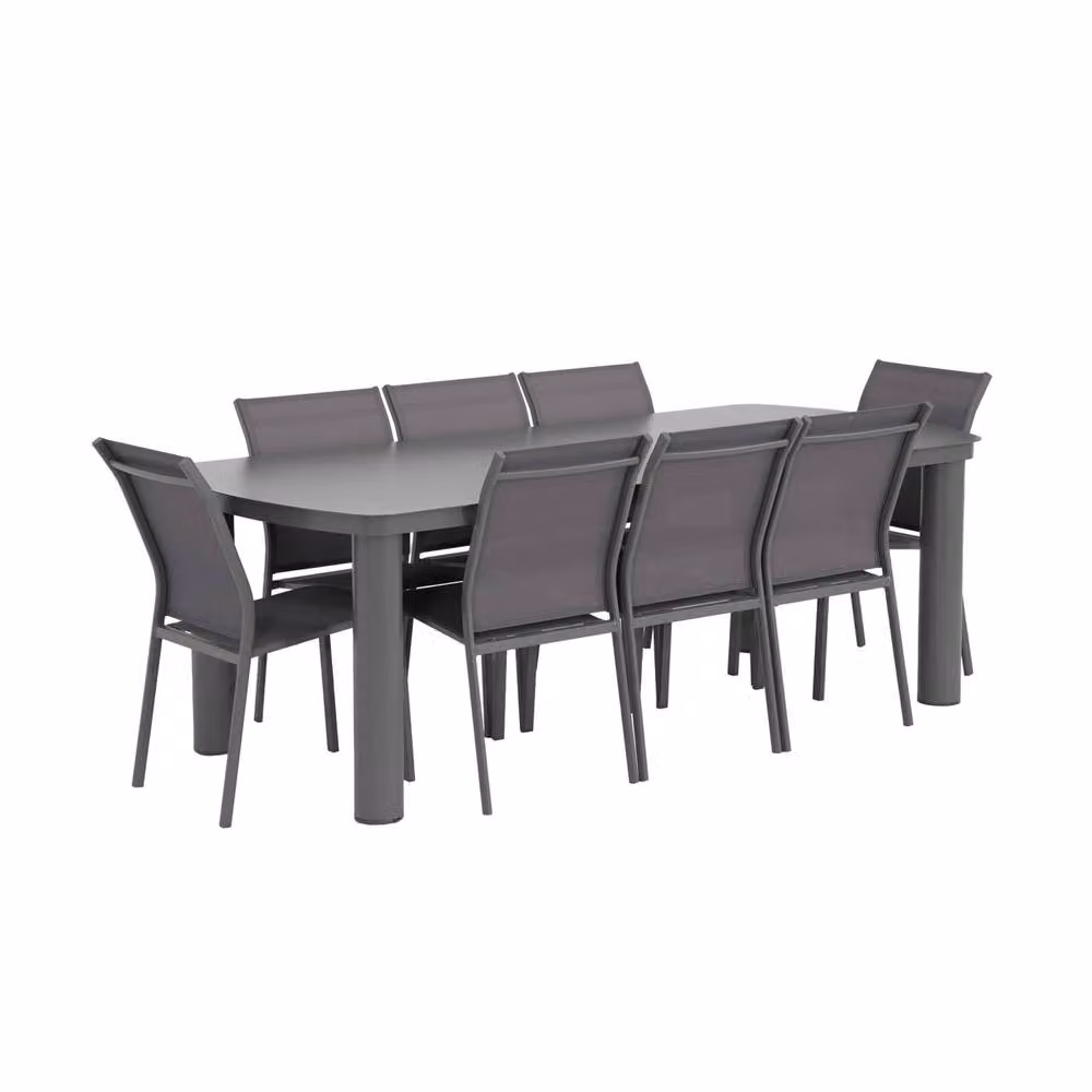 sweeek Powder Coated Aluminium Garden Table and 8 Chairs Set in Anthracite Grey – 2