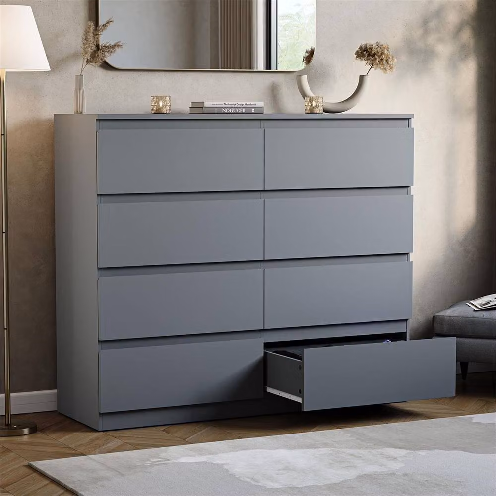 FORGEVIO 8 Drawer Grey Chest of Drawers Bedside Table – 3