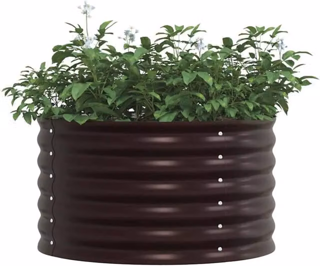 Berkfield Home Garden Raised Bed in Brown, Made from Galvanised Steel, W/D/H: 80 x 80 x 44 cm