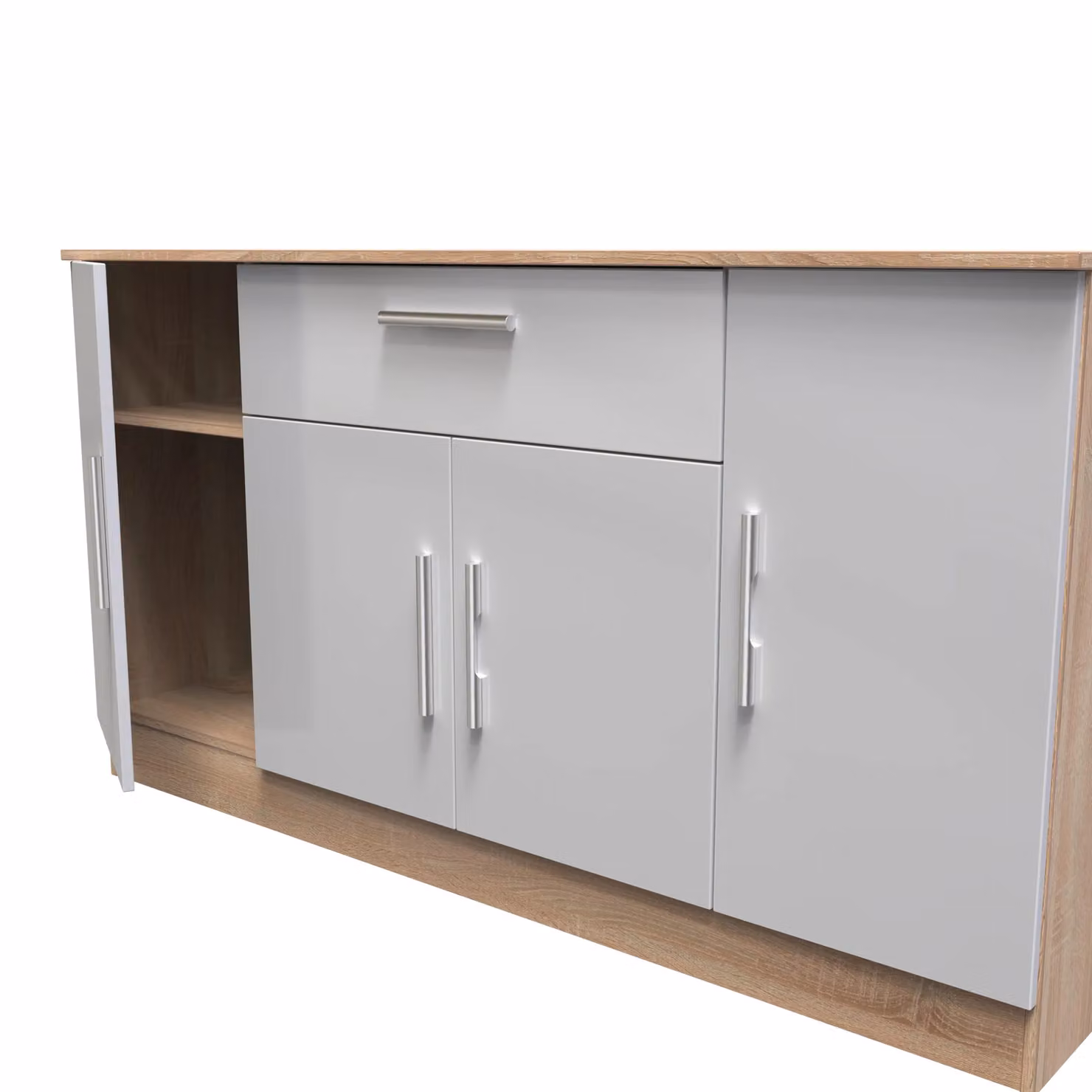 2 U Trent Ready Assembled 4 Door 1 Drawer Wide Unit in Matt Grey – 2