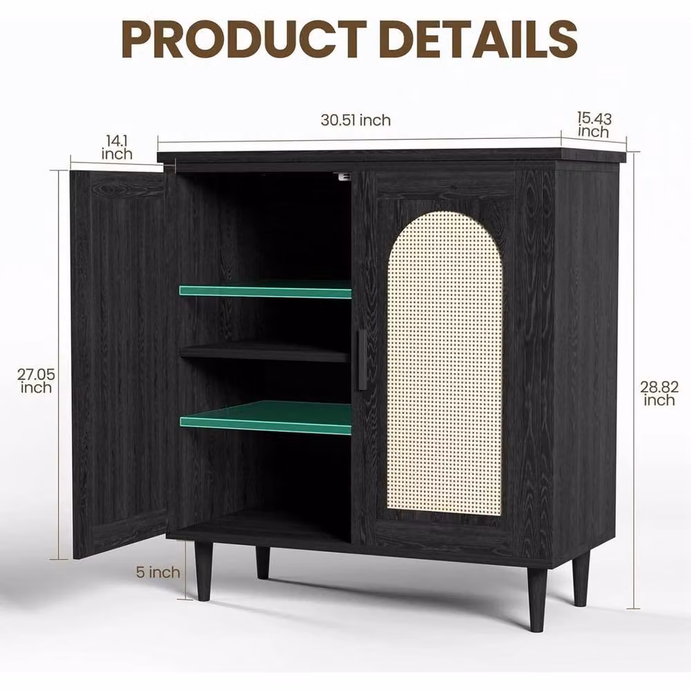FORGEVIO Black Rattan Sideboard and Buffet Storage Cabinet – 2