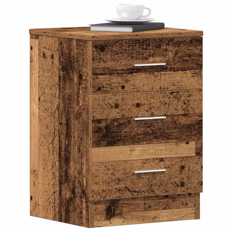 Berkfield Home Classic Bedside Cabinets, 2 Piece Set in Old Wood, W/D/H: 38 x 35 x 55 cm
