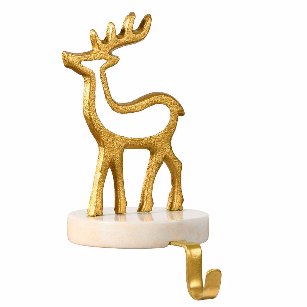 Dibor Marble and Gold Reindeer Christmas Stocking Holder – 2