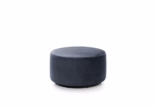 Abakus Direct Solero Velvet Swivel Footstool in Grey, Diameter: 73 cm – 1