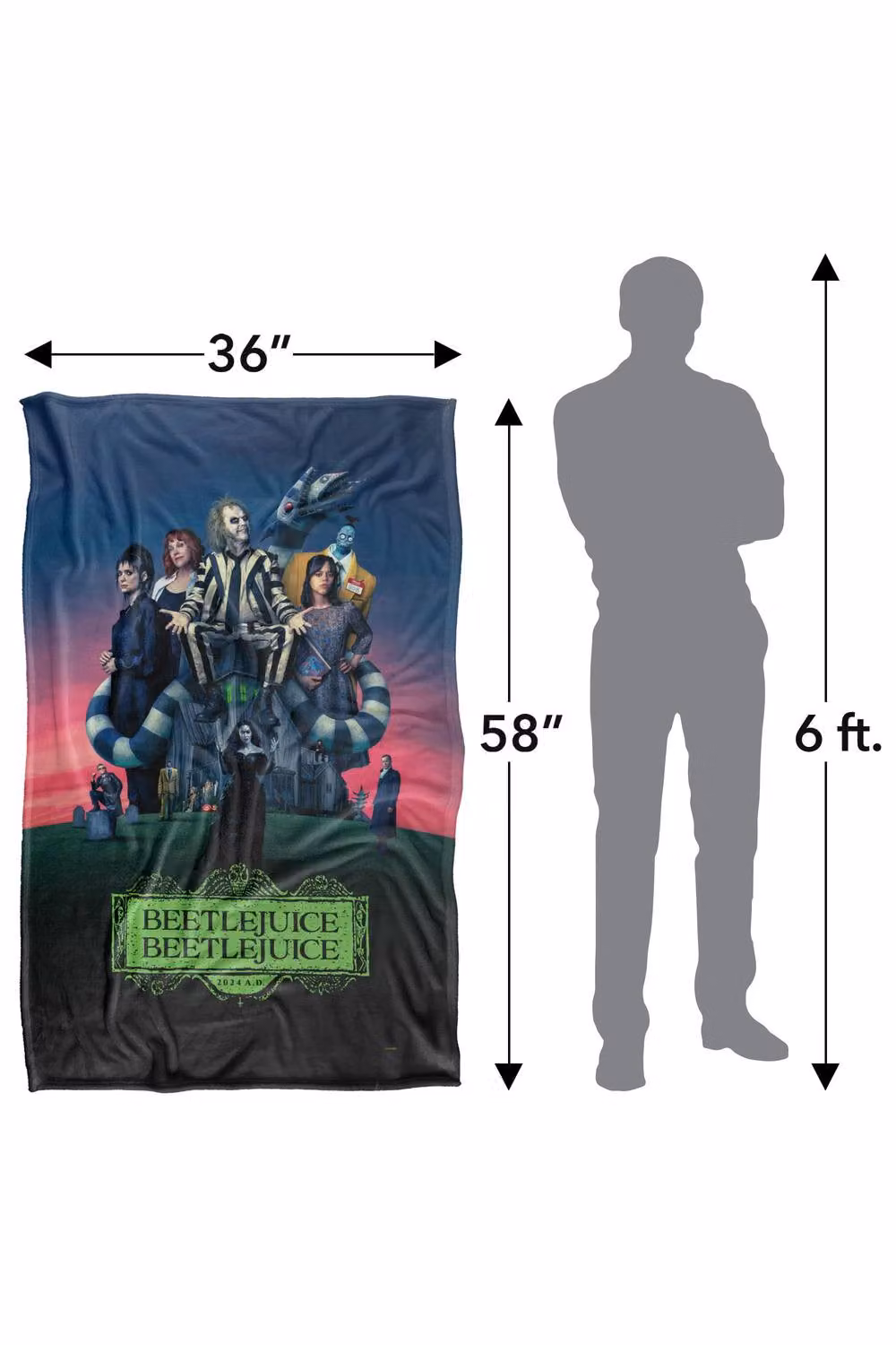 LOGOVISION Beetlejuice Beetlejuice Gangs All Here Super Soft Silky Touch Fleece Throw Blanket, Multicolour, W/D/H: 91 x 147 cm – 8