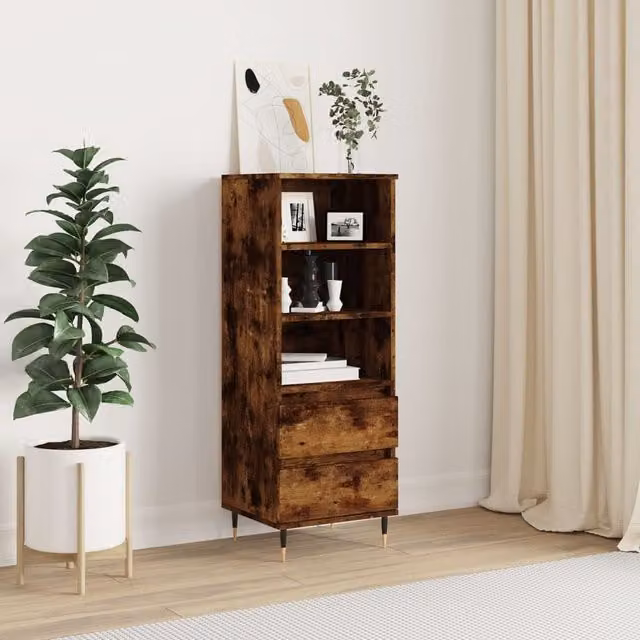 Berkfield Home Smoked Oak Highboard in Brown, W: 40 cm, D: 36 cm, H: 110 cm – 1
