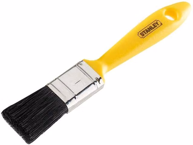 Stanley Hobby Flat Synthetic Paint Brush with Rust Protected Plastic Handle in Yellow and Multicolour