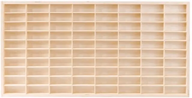 Nordara 80 Grid Wood Wall Mounted Display Case with Glass Doors in Beige