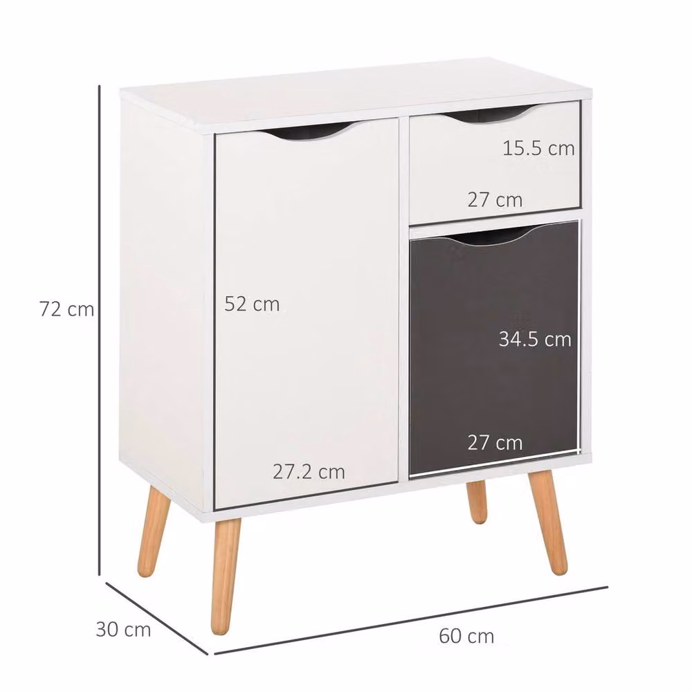 EONLION Grey and White Wood Floor Cabinet Storage Cupboard Sideboard – 2
