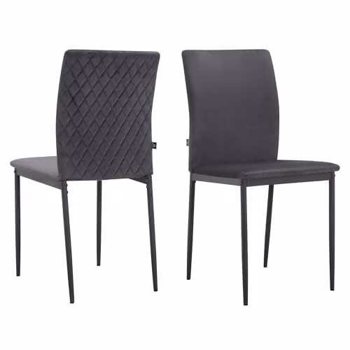 Dorel Home Furnishings Pavia Dining Chair Set of 2 in Anthracite Velvet, W: 44 cm, D: 51 cm, H: 88 cm