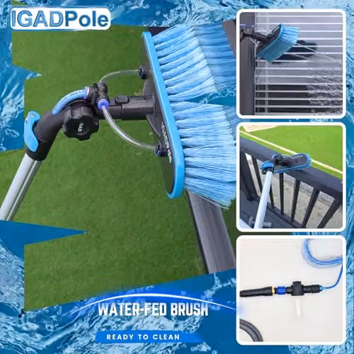 IGAD Blue Telescopic Water-Fed Window Cleaning Pole Kit with Microfibre Brush and Squeegee – 2