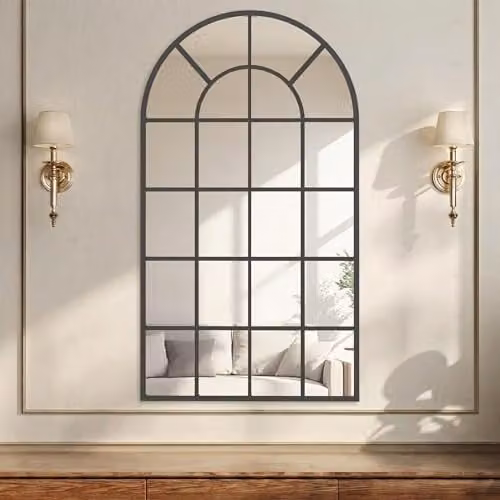 HOMCOM Modern Arched Wall Mirror in Black, W/H: 110 x 62 cm – 1