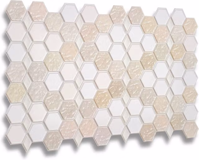 NOVECRAFTO 3D PVC Wall Panels Honeycomb Hexagon Cladding in Beige and Yellow, W: 96.6 cm, H: 64.5 cm