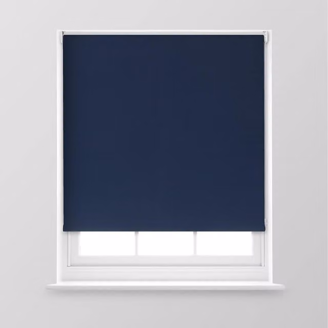 A.Unique Home Premium Trimmable Thermal Blackout Roller Window Blind, Navy Blue, W: 120 cm, H: 170 cm