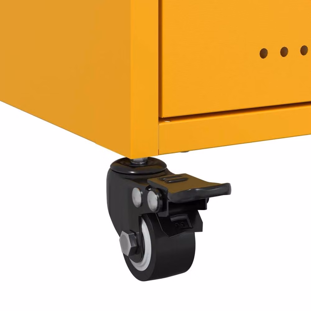 Berkfield Home Set of 2 Stylish Metal Bedside Cabinets in Mustard Yellow, W/D/H: 39 x 39 x 43.5 cm – 4