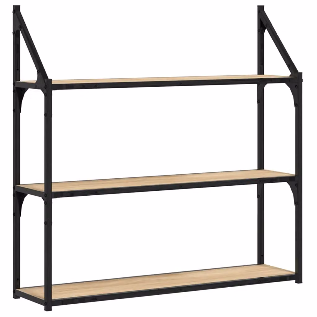 Berkfield Home 3-Tier Wall Mounted Shelf in Sonoma Oak, Brown, W/D/H: 80 x 21 x 78.5 cm – 2