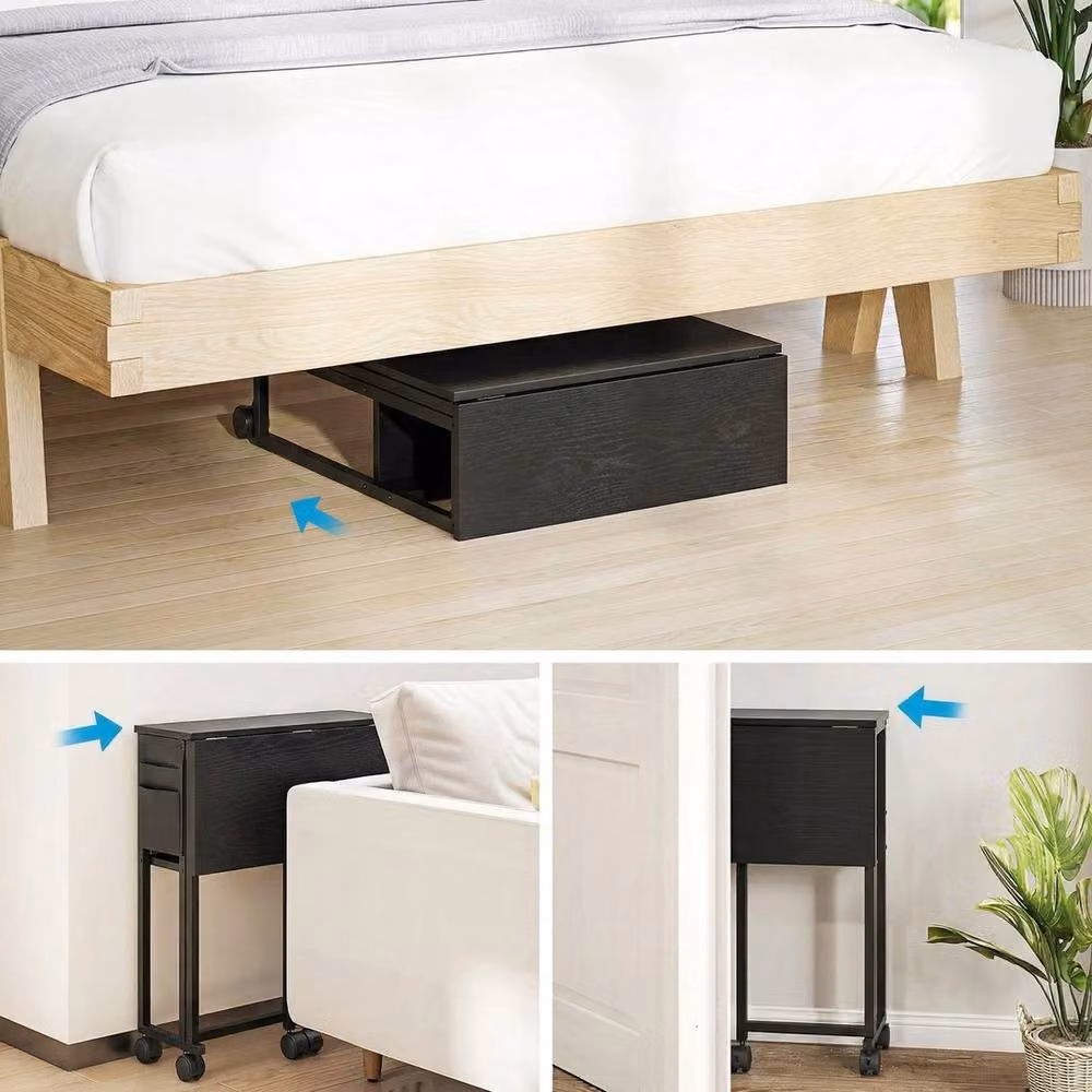 NESTLUNE Black Foldable Computer Desk with Castors – 6