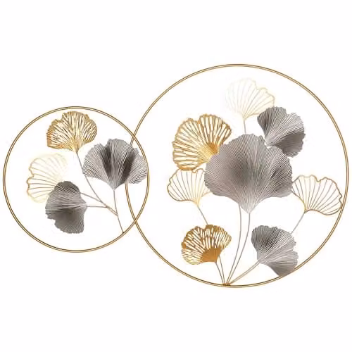 HOMCOM Modern Metal Floral 3D Wall Art Sculpture in Gold and Silver