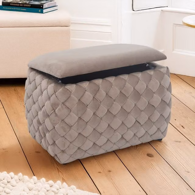 Artemis Home Plumeo Standard Velvet Storage Ottoman in Mole
