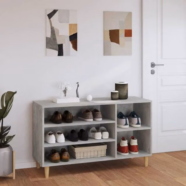 Berkfield Home Modern Shoe Cabinet in Concrete Grey, W: 102 cm, D: 36 cm, H: 60 cm – 1