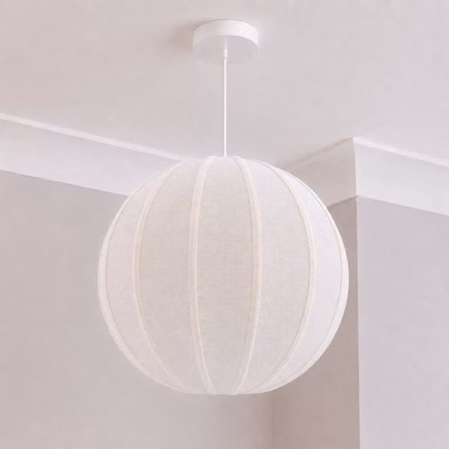 CGC Lighting Anica White Round Globe Fabric Lampshade – 1