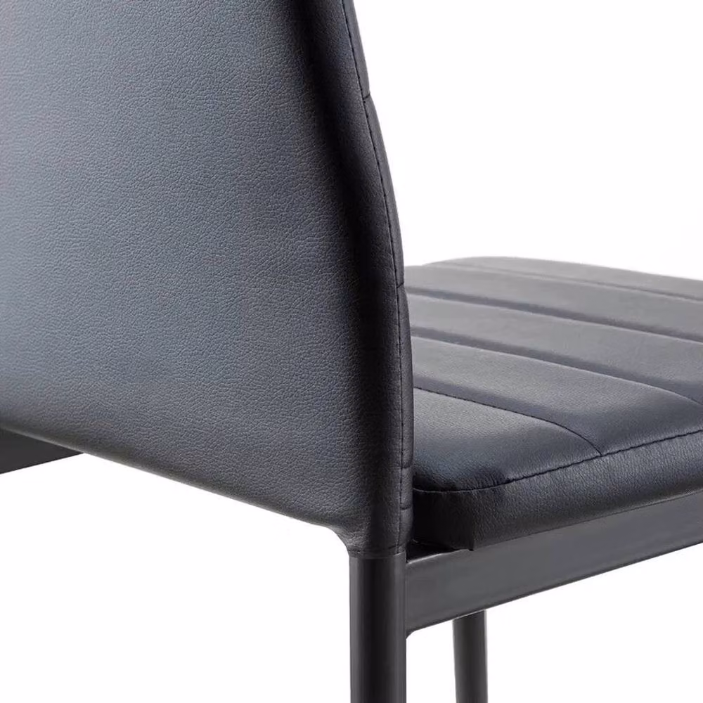 FLAVORA Set of 6 Modern Dining Chairs in Black Faux Leather – 6
