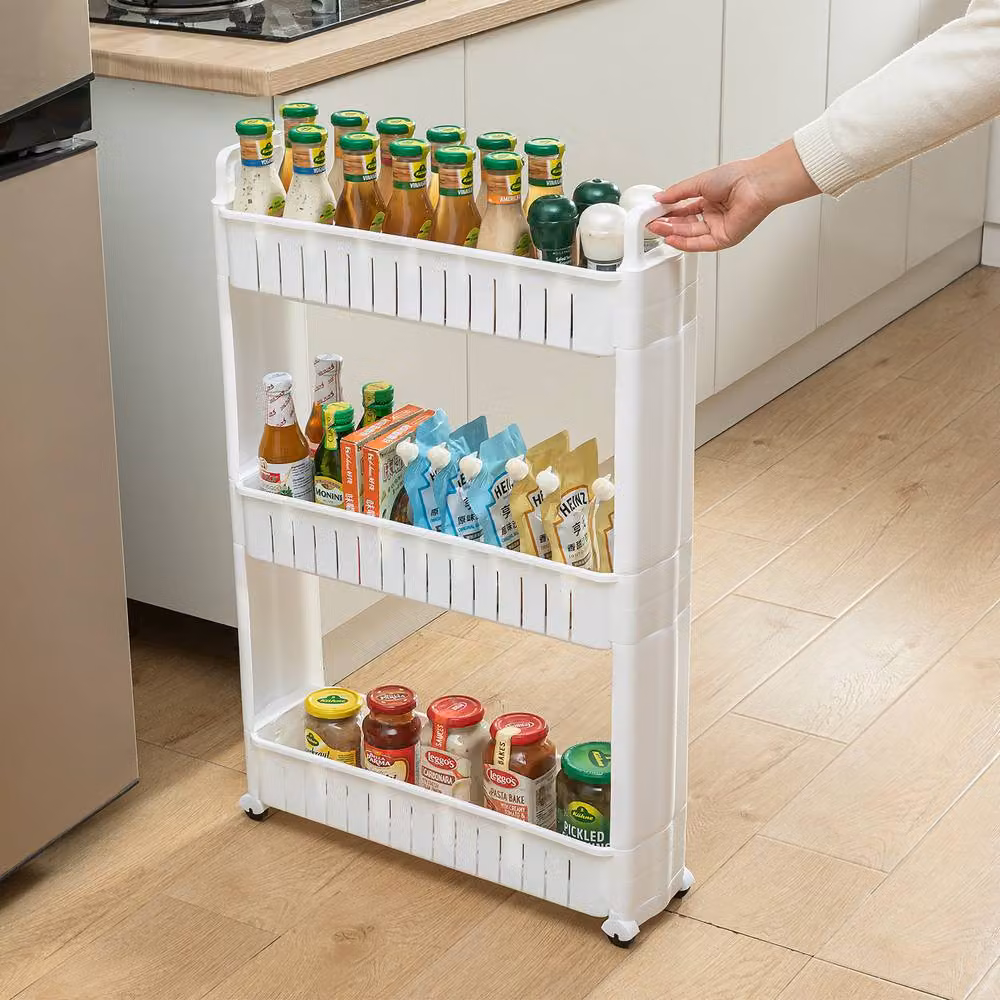 Simpa 3 Tier Wide Multipurpose Kitchen and Bathroom Storage Trolley with Wheels, White – 2